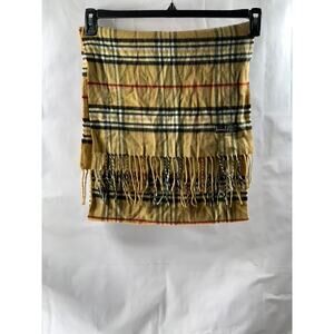 V. FRAAS Unisex Tan-Black Plaid Fringe Cashmink Scarf